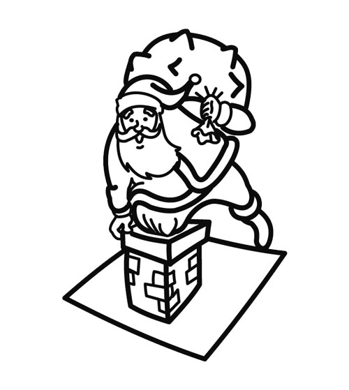 coloriage le pere noel passe par la cheminee